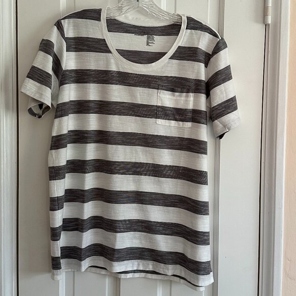 Muji Tops - Muji Black & White Striped Short Sleeve Tee